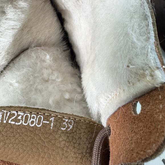 Unbranded Chunky Leather Brown Fleece Winter Bootie Size 39 (8.5) - Picture 6 of 7
